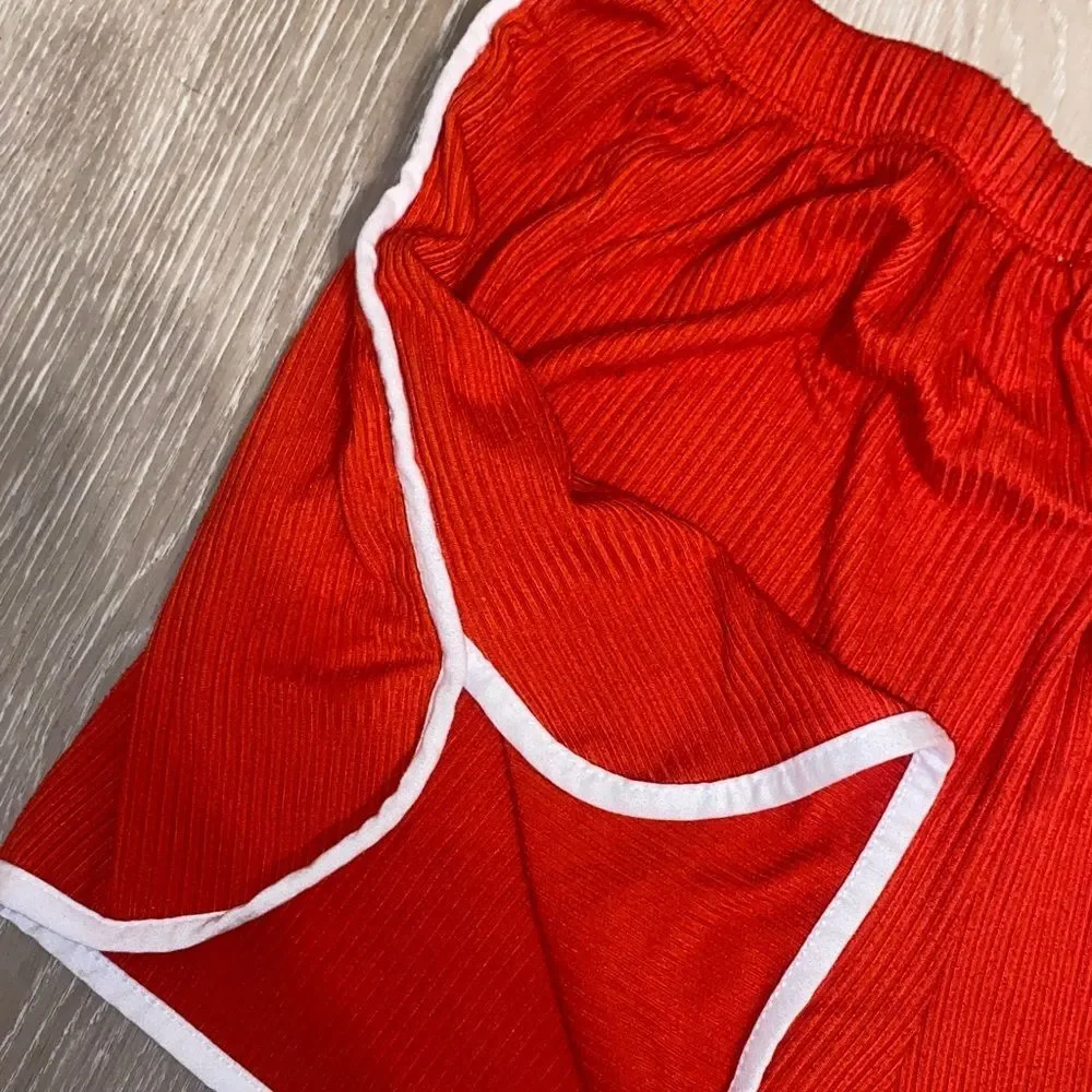 Capella Cropped Ribbed Tank and High Waisted Loungewear Shorts 2 Piece Set sz Lg